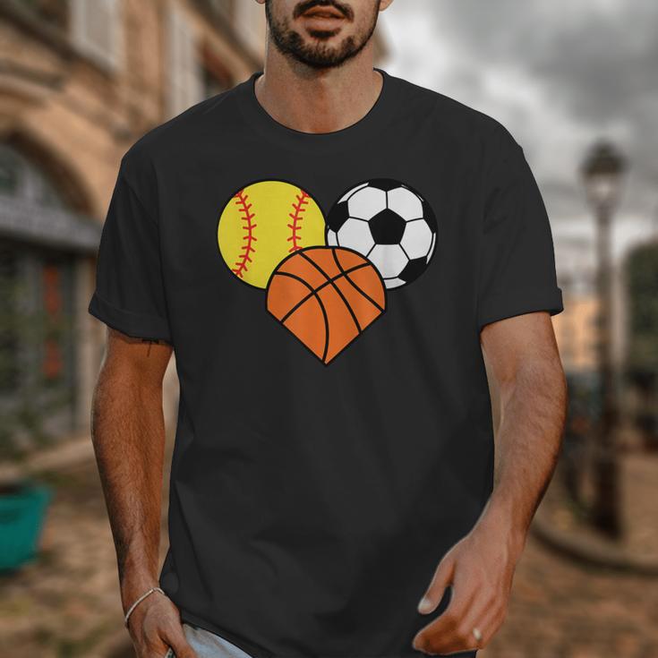 Mom Sports Heart Soccer Basketball Baseball Softball Unisex T-Shirt