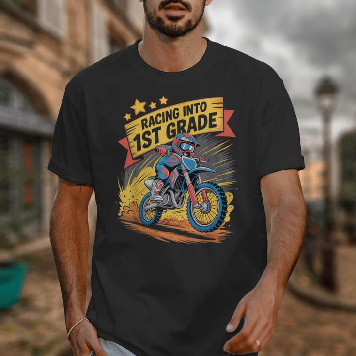 Motocross Dirt Bike Back To School Racing Into 1st Grade Unisex T-Shirt