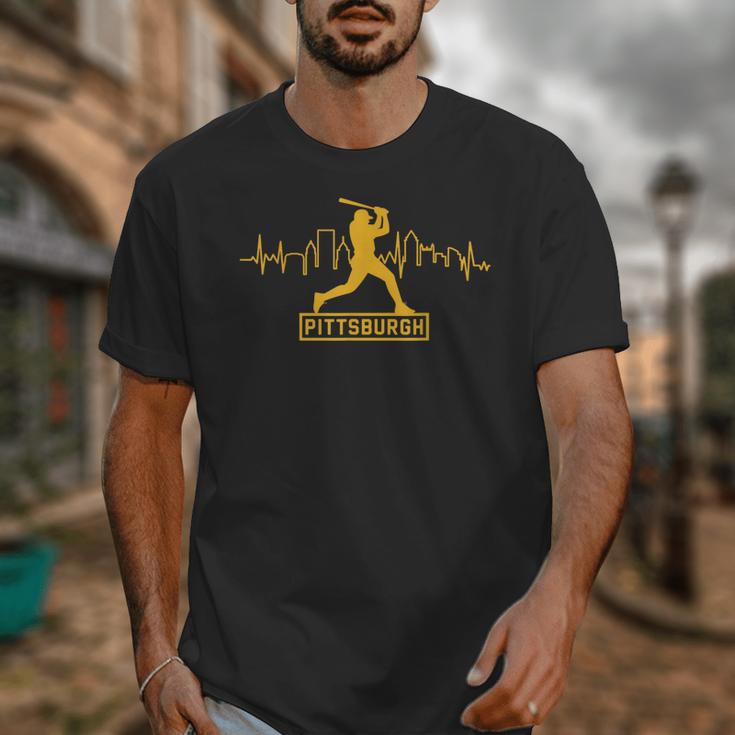 Pittsburgh Lovers Skyline Retro Baseball Heartbeat Men Women Unisex T-Shirt Pittsburgh Lovers Skyline Retro Baseball Heartbeat Men Women Unisex T-Shirt