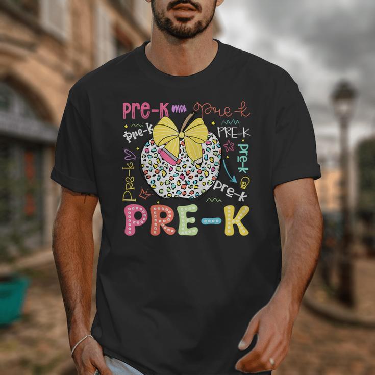Pre-K Typography First Day Back To School Leopard Apple Unisex T-Shirt Pre-K Typography First Day Back To School Leopard Apple Unisex T-Shirt