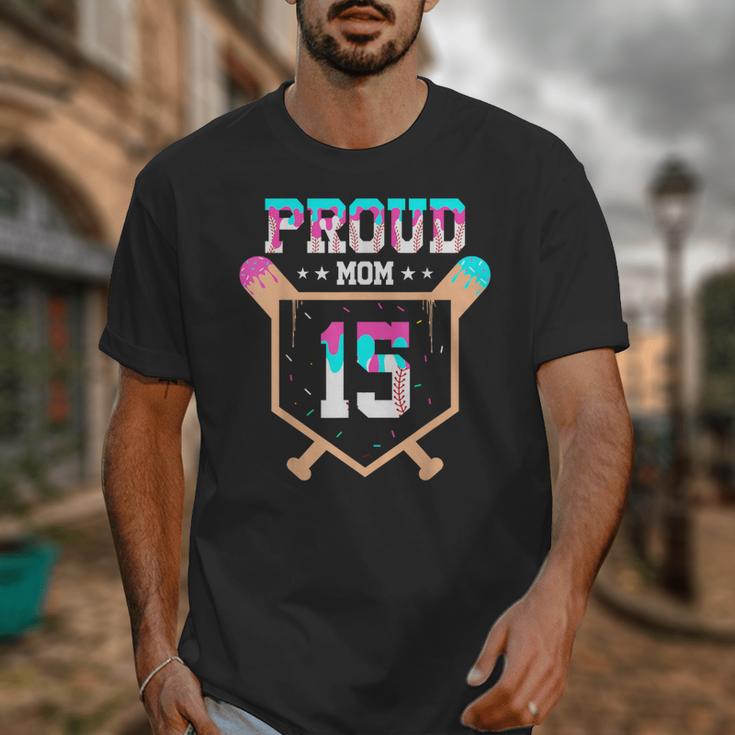 Proud Mom Baseball Player Number 15 Ice Cream Drip Unisex T-Shirt Proud Mom Baseball Player Number 15 Ice Cream Drip Unisex T-Shirt