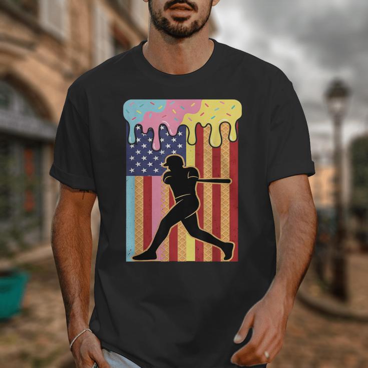 Retro Baseball Drip Boys Ice Cream Patriotic American Flag Unisex T-Shirt Retro Baseball Drip Boys Ice Cream Patriotic American Flag Unisex T-Shirt