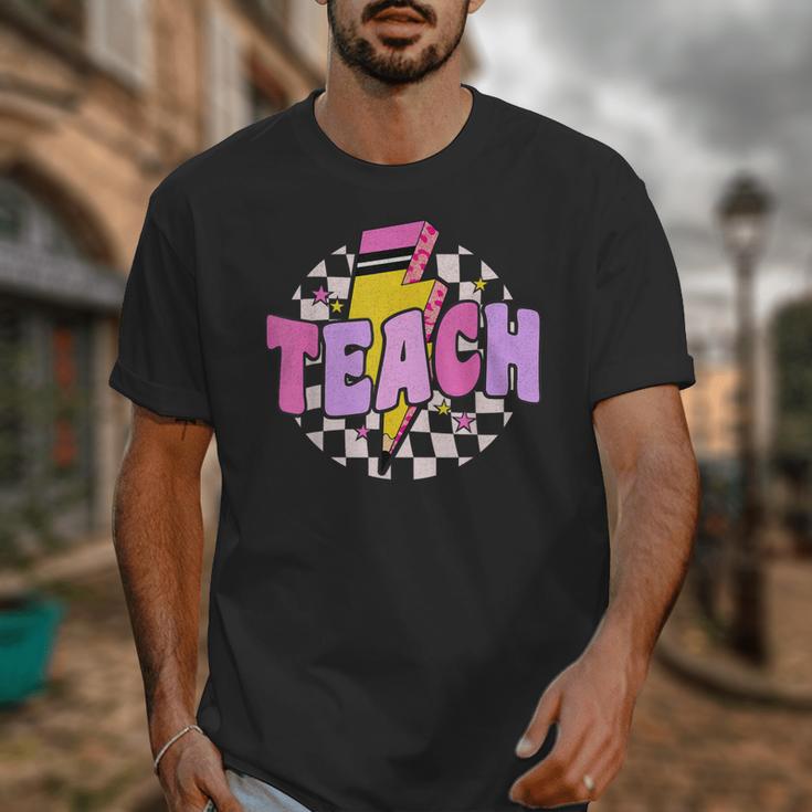 Retro Checkered Teach Pencil Lightning Back To School Unisex T-Shirt Retro Checkered Teach Pencil Lightning Back To School Unisex T-Shirt