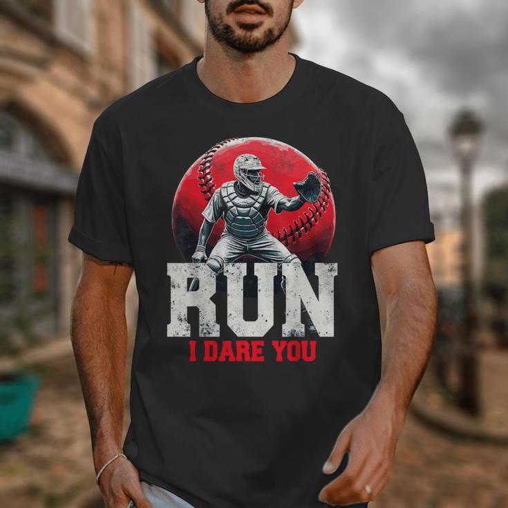 Run I Dare You Baseball Ball Player Catcher Coach Tee Unisex T-Shirt
