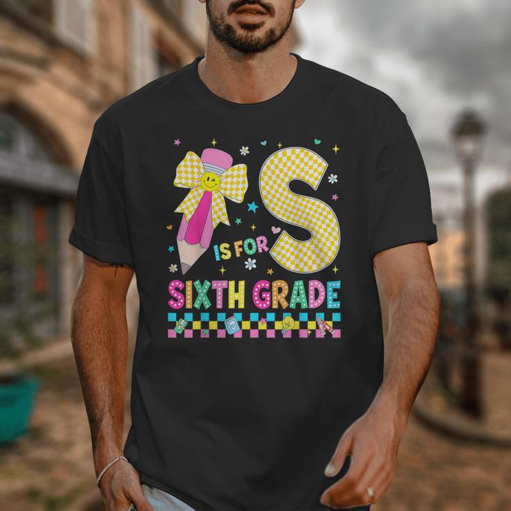 S Is For Sixth Grade Back To School Pencil Bow 6th Grade Kid Unisex T-Shirt S Is For Sixth Grade Back To School Pencil Bow 6th Grade Kid Unisex T-Shirt