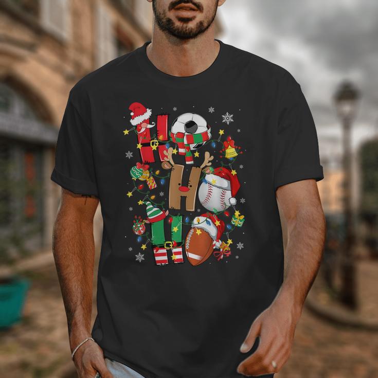 Santa Baseball Football Soccer Pajamas Ho Ho Christmas Xmas Unisex T-Shirt Santa Baseball Football Soccer Pajamas Ho Ho Christmas Xmas Unisex T-Shirt
