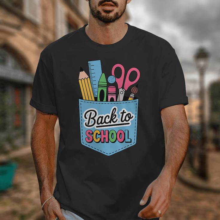School Supplies In Pocket Back To School Boys Girls Unisex T-Shirt School Supplies In Pocket Back To School Boys Girls Unisex T-Shirt