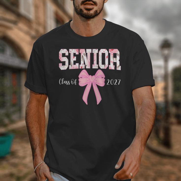 Senior 2027 Floral Pink Bow Back To School Class Of 2027 Unisex T-Shirt