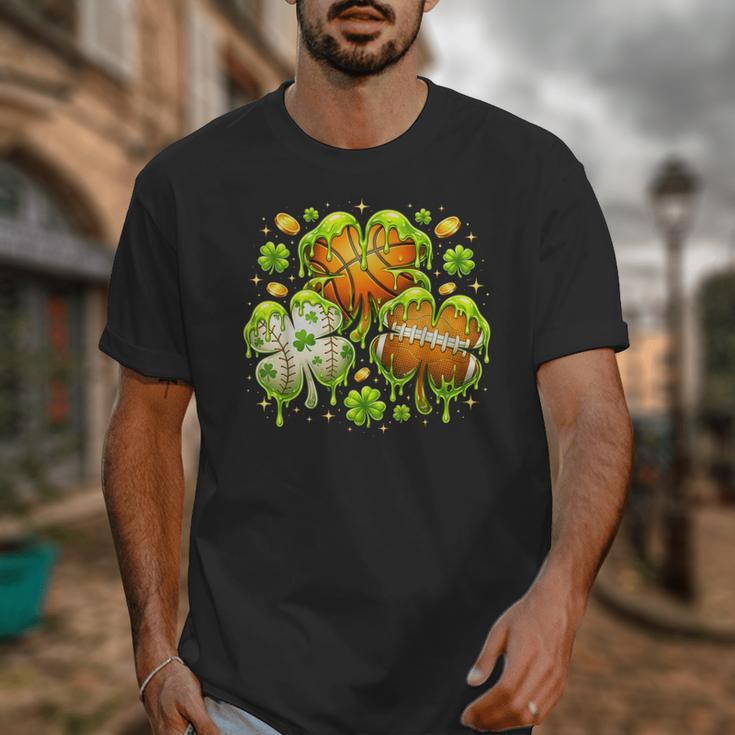 Shamrock Basketball Baseball Drip St Patrick's Day Boys Men Unisex T-Shirt
