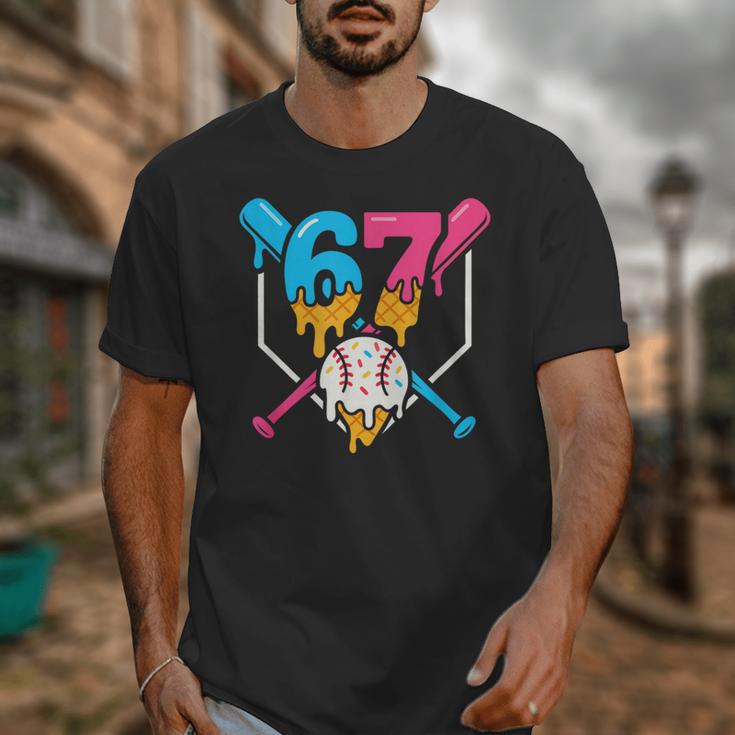 Six Seven Baseball Ice Cream Drip Cool 67 Gen Alpha Slang Unisex T-Shirt
