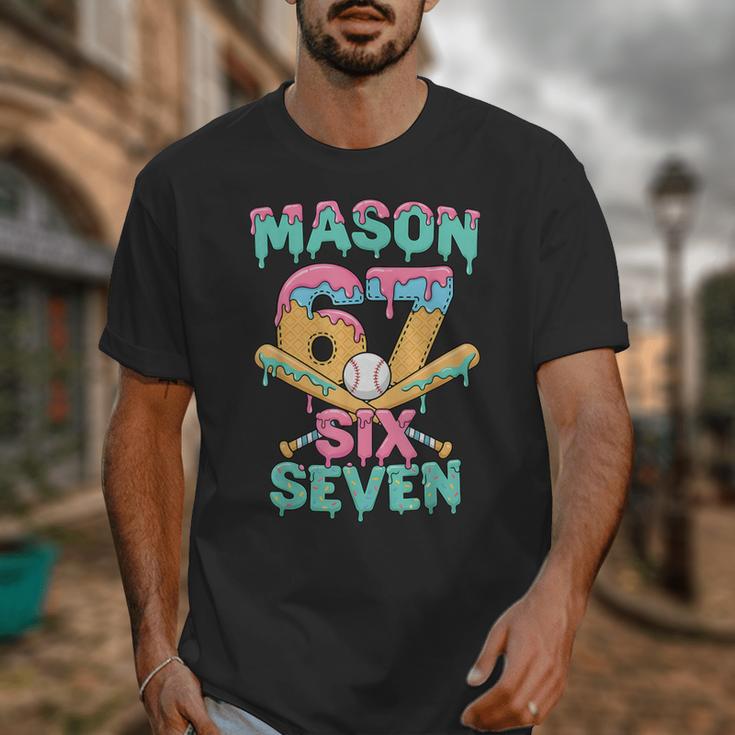 Six Seven Meme Mason Ice Cream Drip Baseball Number 67 Unisex T-Shirt