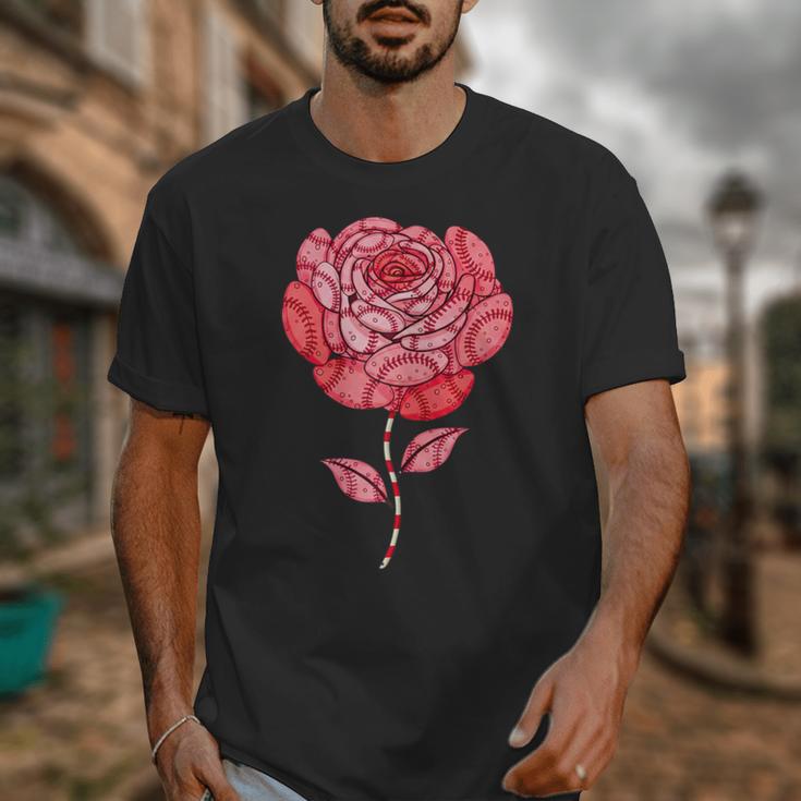 Sporty Rose Graphic With Baseball And Rugby Ball Petals Unisex T-Shirt Sporty Rose Graphic With Baseball And Rugby Ball Petals Unisex T-Shirt