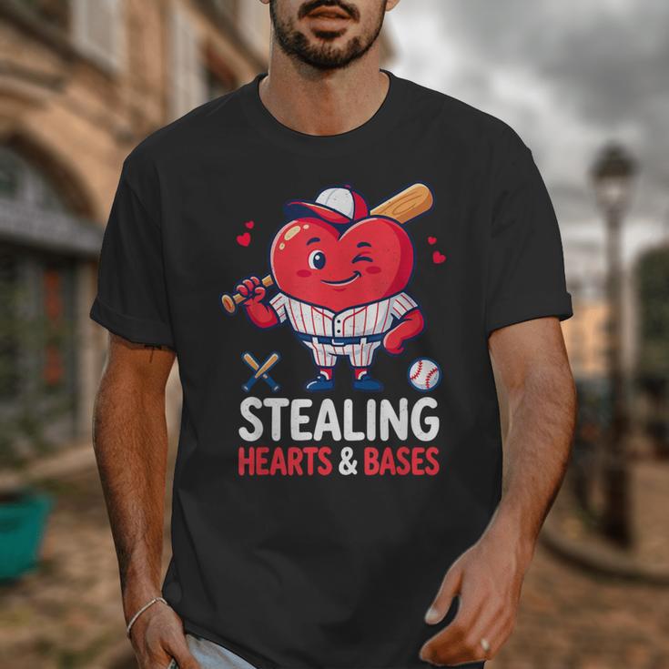 Stealing Hearts And Bases Baseball Player Valentine's Day Unisex T-Shirt