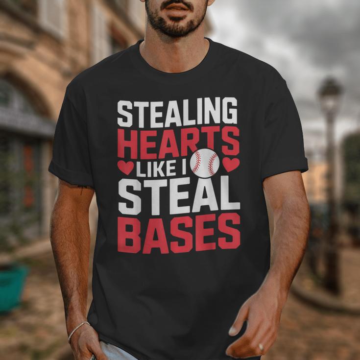 Stealing Hearts Like I Steal Bases Cute Baseball Kids Unisex T-Shirt