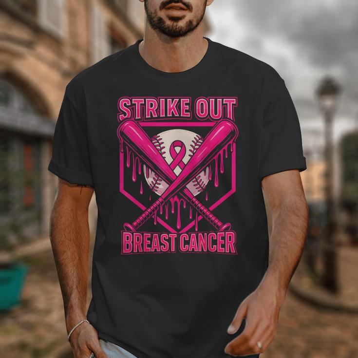 Strike Out Breast Cancer Baseball Ice Cream Drip Unisex T-Shirt Strike Out Breast Cancer Baseball Ice Cream Drip Unisex T-Shirt