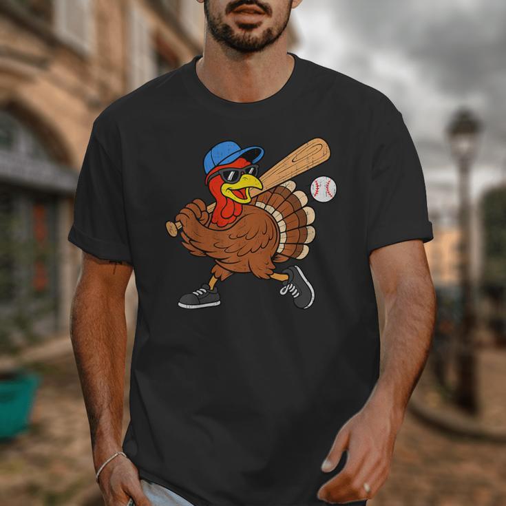 Turkey Baseball Thanksgiving Sports Humor Men Boy Kids Unisex T-Shirt