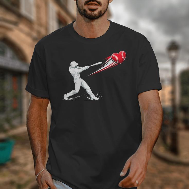 Valentines Day Baseball Batter Silhouette Heart Unisex T-Shirt