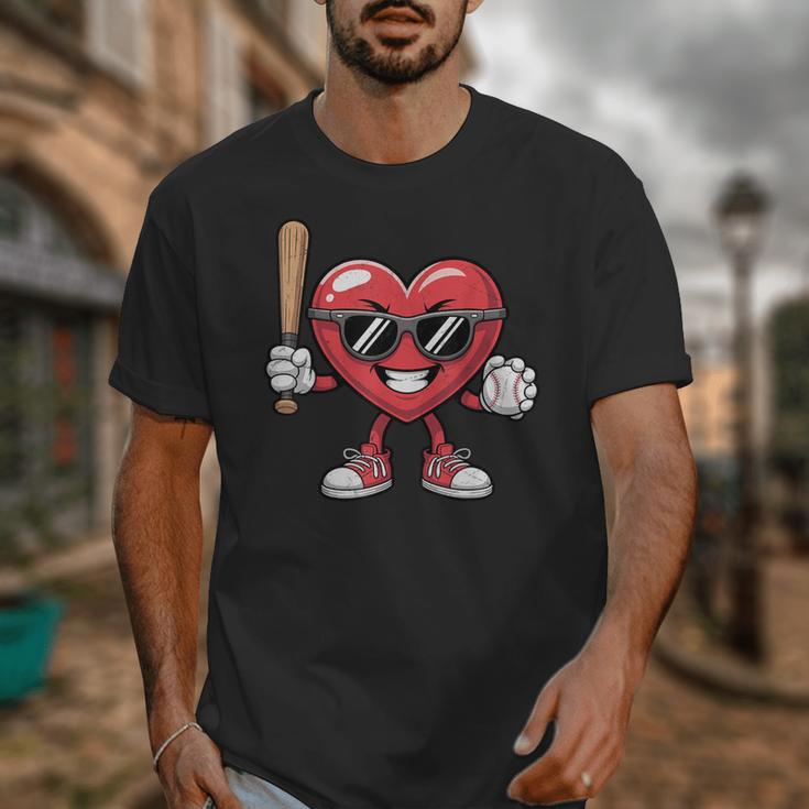 Valentines Day Heart Playing Baseball Boys Men Kids Girls Unisex T-Shirt Valentines Day Heart Playing Baseball Boys Men Kids Girls Unisex T-Shirt