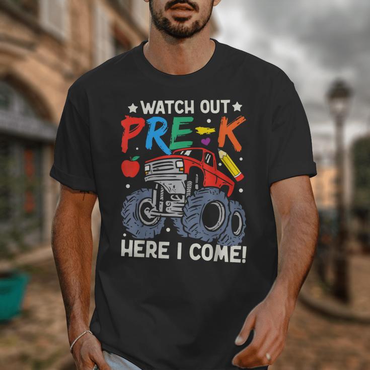 Watch Out Pre-K Here I Come Monster Truck Back To School Unisex T-Shirt Watch Out Pre-K Here I Come Monster Truck Back To School Unisex T-Shirt