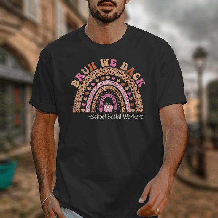 Women's Bruh We Back To School Social Worker Leopard Rainbow Unisex T-Shirt