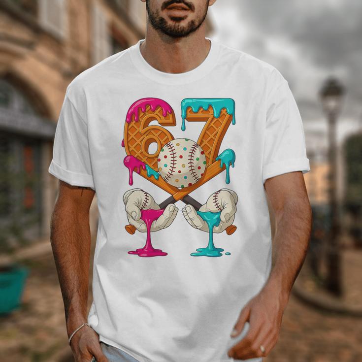 67 Ice Cream Drip Baseball Number 67 Player 67th Birthday Premium Tri-Blend Unisex T-Shirt 67 Ice Cream Drip Baseball Number 67 Player 67th Birthday Premium Tri-Blend Unisex T-Shirt