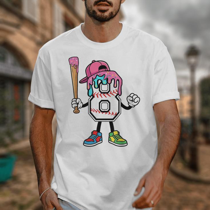 8th Birthday Baseball Ice-Cream Drip 8 Years Old Boys Girls Unisex T-Shirt 8th Birthday Baseball Ice-Cream Drip 8 Years Old Boys Girls Unisex T-Shirt
