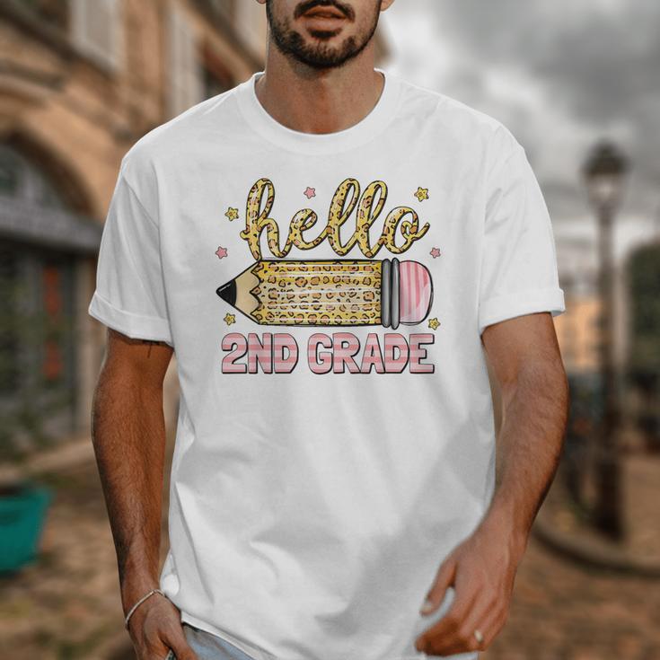 Back To School Hello Second 2nd Grade Leopard Pencil Girl Unisex T-Shirt Back To School Hello Second 2nd Grade Leopard Pencil Girl Unisex T-Shirt