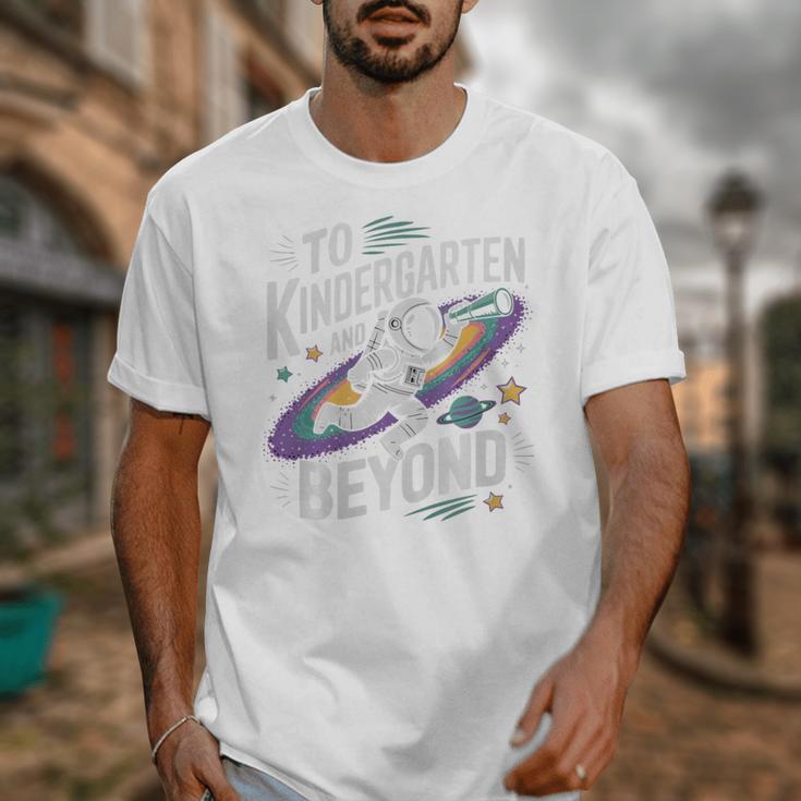 Back To School To Kindergarten And Beyond Astronaut In Space Premium Tri-Blend Unisex T-Shirt