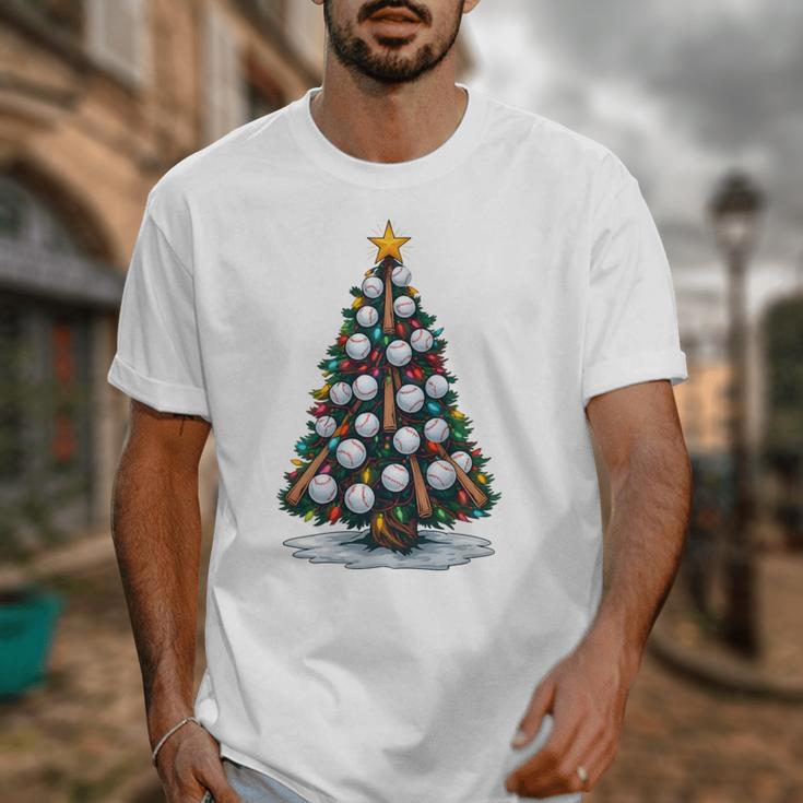 Baseball Christmas Tree Men Boys Youth Santa Sports Unisex T-Shirt