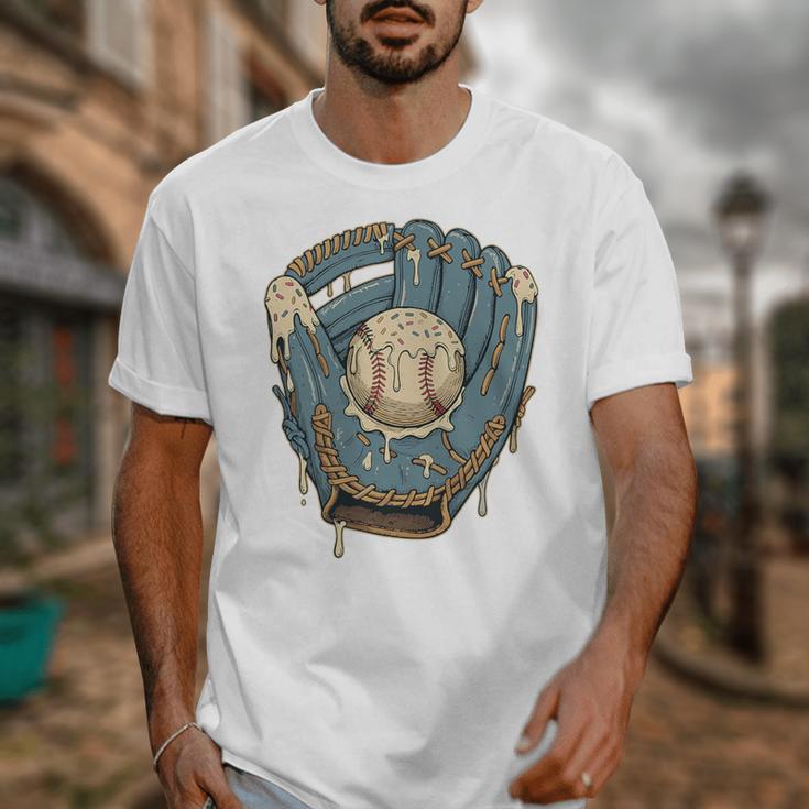 Baseball Drip Ice Cream Glove With Sprinkles And Ball Youth Premium Tri-Blend Unisex T-Shirt