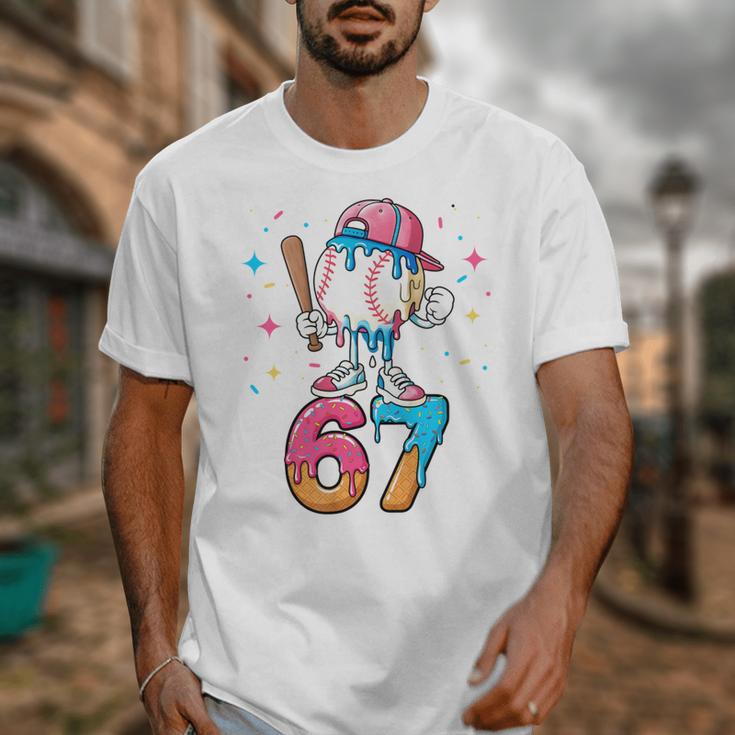 Baseball Drip Number 67 Six Seven Meme Ice Cream Dripping Unisex T-Shirt
