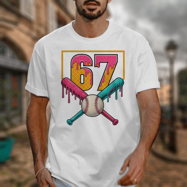 Baseball Ice Cream Drip Number 67 Player 67th Birthday Premium Tri-Blend Unisex T-Shirt Baseball Ice Cream Drip Number 67 Player 67th Birthday Premium Tri-Blend Unisex T-Shirt