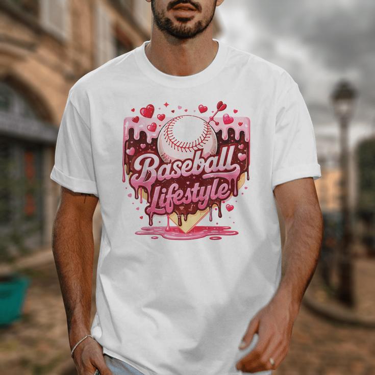 Boys Valentine Baseball Lifestyle Home Plate Ice-Cream Drip Unisex T-Shirt Boys Valentine Baseball Lifestyle Home Plate Ice-Cream Drip Unisex T-Shirt