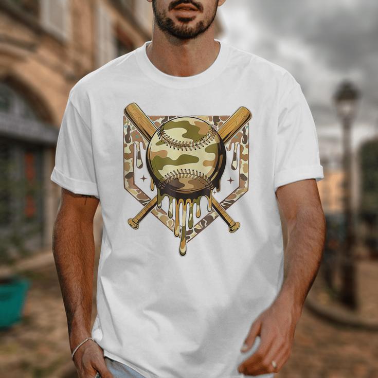 Camo Baseball Dripping Military Camouflage Sports Men Boy Unisex T-Shirt