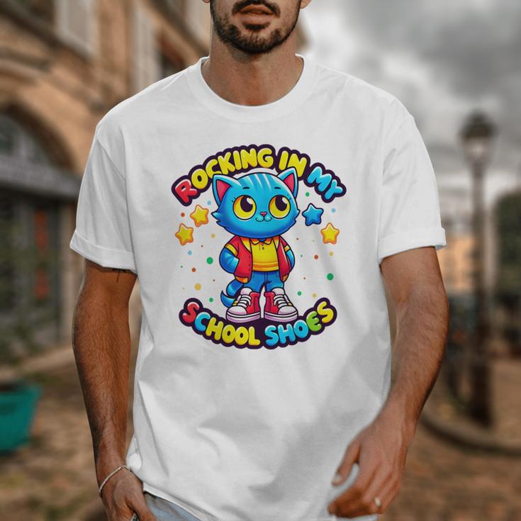 Cat Rocking In My School Shoes Fun Back To School Kids Boys Premium Tri-Blend Unisex T-Shirt Cat Rocking In My School Shoes Fun Back To School Kids Boys Premium Tri-Blend Unisex T-Shirt