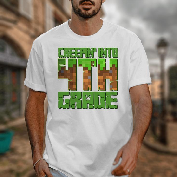 Creepin’ Into 4th Grade Kids Boy Gamer Pixel Back To School Performance Unisex T-Shirt