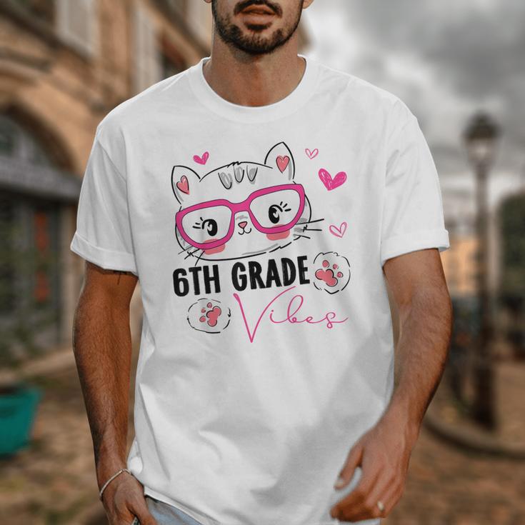 Cute 6th Grade Vibes Cat Kitten Lover Back To School Girls Unisex T-Shirt