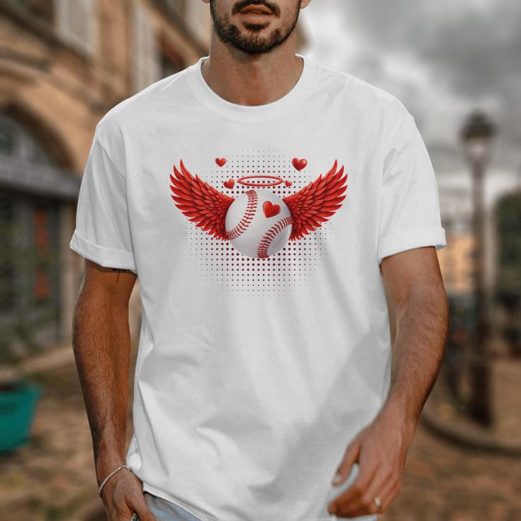 Cute Baseball &Cupid Wings Happy Valentines Boys Men Unisex T-Shirt