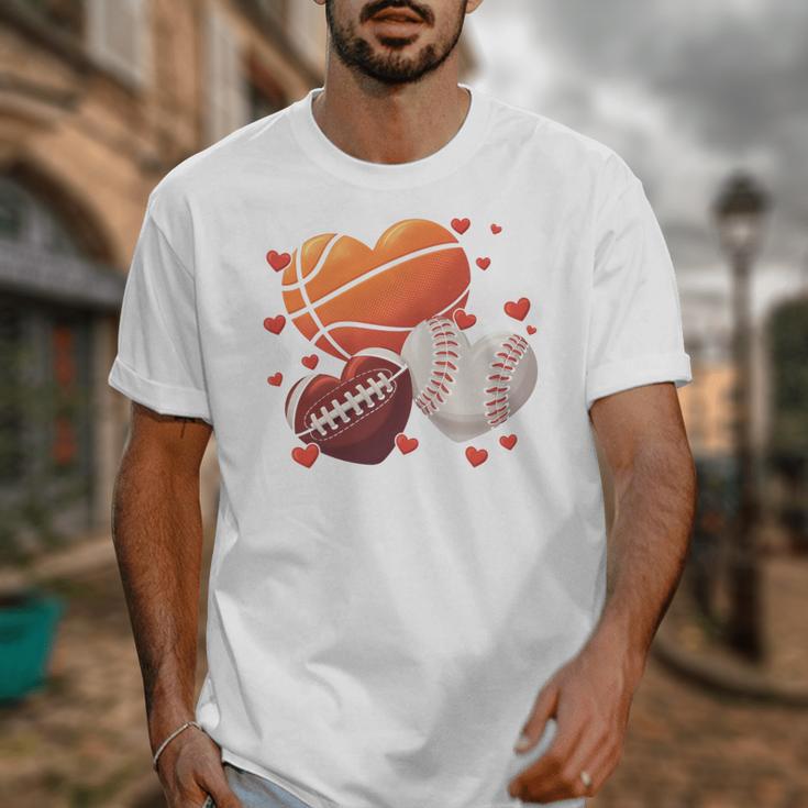 Football Basketball Baseball Heart Valentine Boys Men Kid Unisex T-Shirt Football Basketball Baseball Heart Valentine Boys Men Kid Unisex T-Shirt