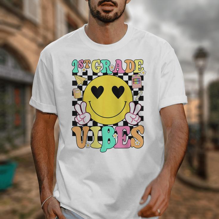 Girls 1st Grade Vibes Smile Face Back To School First Grade Unisex T-Shirt Girls 1st Grade Vibes Smile Face Back To School First Grade Unisex T-Shirt
