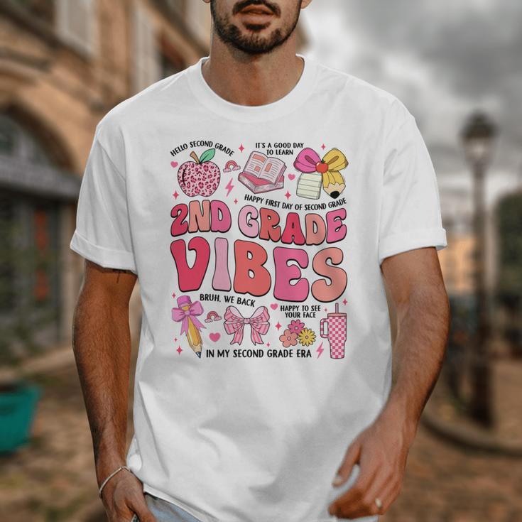 Girls 2nd Grade Vibes Coquette Pink Bow Back To School Unisex T-Shirt Girls 2nd Grade Vibes Coquette Pink Bow Back To School Unisex T-Shirt