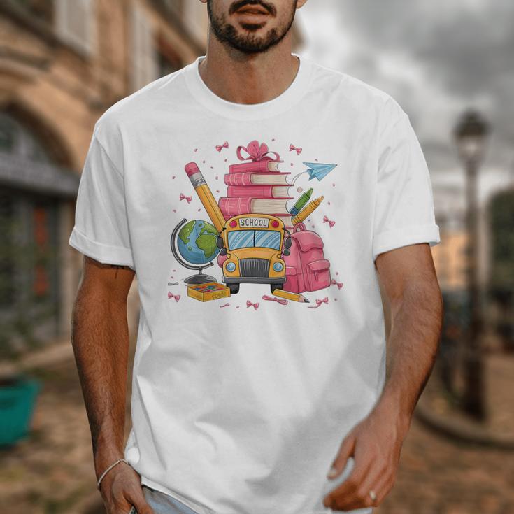 Girls Cute Pink Bows Coquette Aesthetic Back To School Unisex T-Shirt Girls Cute Pink Bows Coquette Aesthetic Back To School Unisex T-Shirt