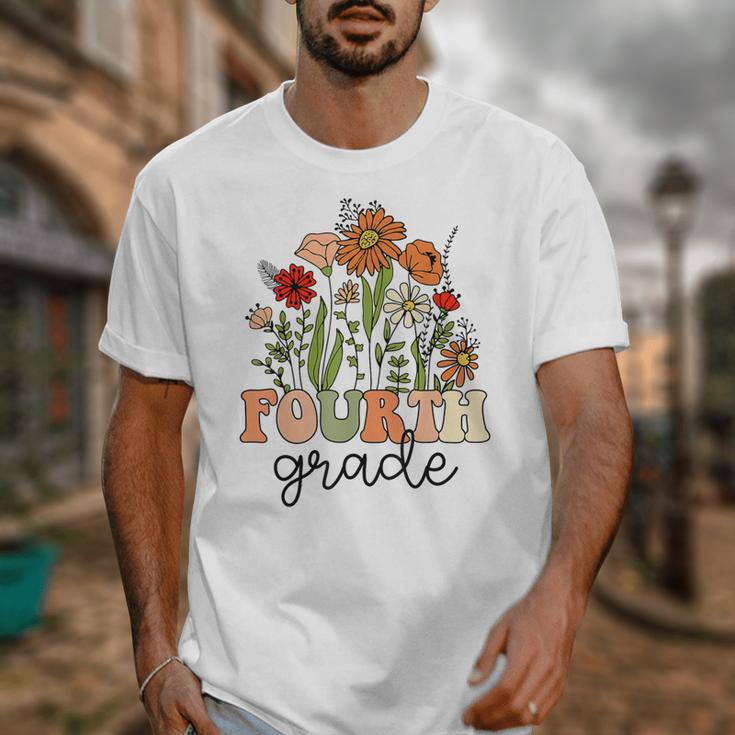 Groovy Fourth Grade Wildflowers Back To School 4th Grade Unisex T-Shirt Groovy Fourth Grade Wildflowers Back To School 4th Grade Unisex T-Shirt