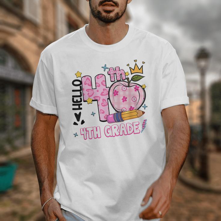 Hello Fourth 4th Grade Leopard Tie Dye Girl Back To School Unisex T-Shirt Hello Fourth 4th Grade Leopard Tie Dye Girl Back To School Unisex T-Shirt