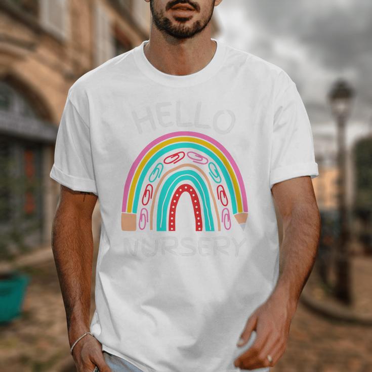 Hello Nursery Pencil Rainbow Back To School Boys Girls Premium Tri-Blend Unisex T-Shirt Hello Nursery Pencil Rainbow Back To School Boys Girls Premium Tri-Blend Unisex T-Shirt