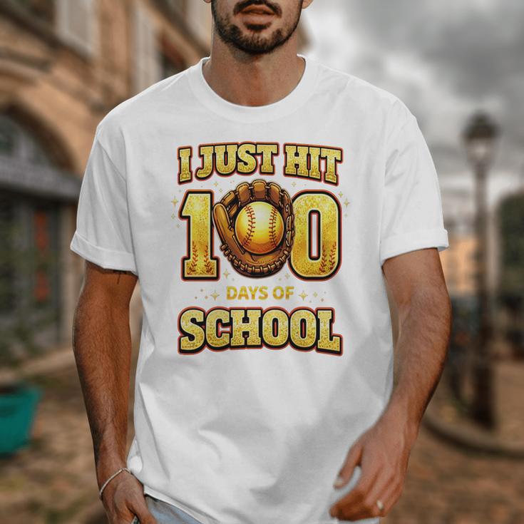 I Just Hit 100 Days Of School Baseball Boys Kids 100th Day Unisex T-Shirt