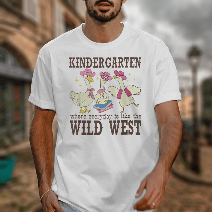 Kindergarten Wild West Goose Cowboy Goose Back To School Unisex T-Shirt Kindergarten Wild West Goose Cowboy Goose Back To School Unisex T-Shirt