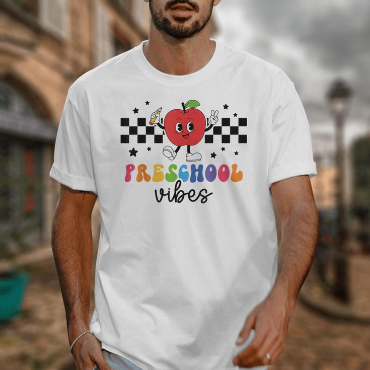 Preschool Vibes Retro Groovy Apple Back To School Unisex T-Shirt Preschool Vibes Retro Groovy Apple Back To School Unisex T-Shirt