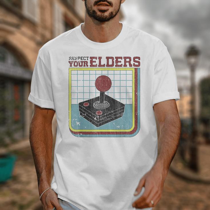 Respect Your Elders Retro Gamer Joystick Back To School Unisex T-Shirt Respect Your Elders Retro Gamer Joystick Back To School Unisex T-Shirt