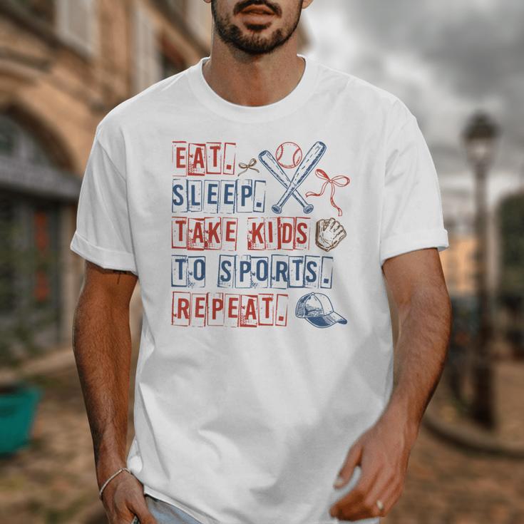 Retro Eat Sleep Take Kids To Sports Repeat Game Day Baseball Unisex T-Shirt Retro Eat Sleep Take Kids To Sports Repeat Game Day Baseball Unisex T-Shirt